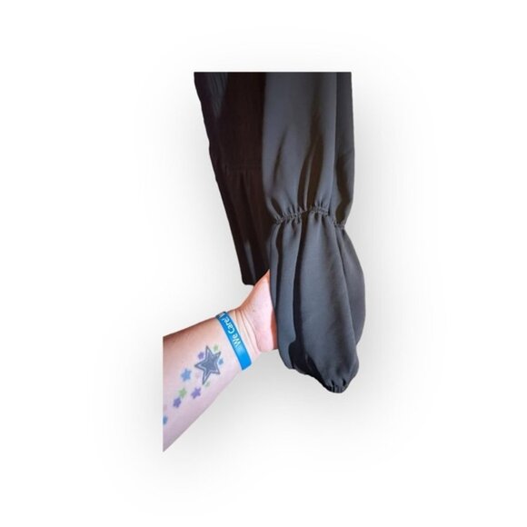 Women’s 2x Black Off Shoulder Flare Sleeve Smocked Fit and Flare Skater Dress - Picture 4 of 9